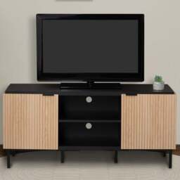 Saxon 2 Door Black TV Stand - Wilko - thumbnail 1