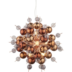 Merano Pavia Tinted Glass Copper 9 Light Ceiling Pendant - Size: 63 x 63 x 120cm - Wilko - thumbnail 4