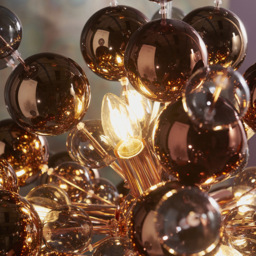 Merano Pavia Tinted Glass Copper 9 Light Ceiling Pendant - Size: 63 x 63 x 120cm - Wilko - thumbnail 6
