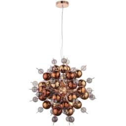 Merano Pavia Tinted Glass Copper 9 Light Ceiling Pendant - Size: 63 x 63 x 120cm - Wilko