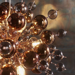 Merano Pavia Tinted Glass Copper 9 Light Ceiling Pendant - Size: 63 x 63 x 120cm - Wilko - thumbnail 5