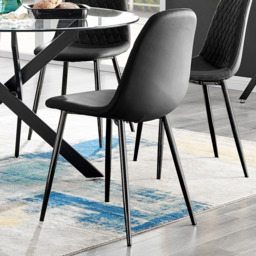 Furniturebox Arona Solara 6 Seater Round Dining Set Black - Wilko - thumbnail 4