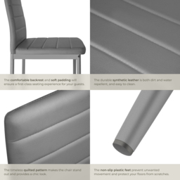 tectake Set of 8 Grey High Backrest Padded Dining Chair - Wilko - thumbnail 7