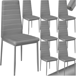 tectake Set of 8 Grey High Backrest Padded Dining Chair - Wilko - thumbnail 3
