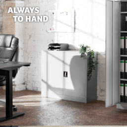 tectake 2 Door 3 Shelf Grey Filing Cabinet - Size: 90 x 40 x 90cm - Wilko - thumbnail 4