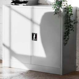 tectake 2 Door 3 Shelf Grey Filing Cabinet - Size: 90 x 40 x 90cm - Wilko - thumbnail 1