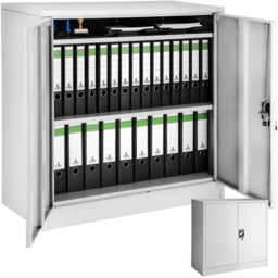 tectake 2 Door 3 Shelf Grey Filing Cabinet - Size: 90 x 40 x 90cm - Wilko - thumbnail 3