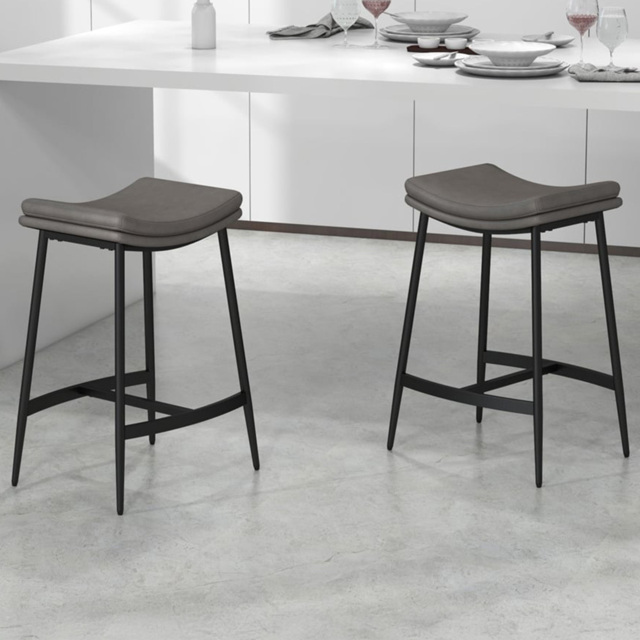 Portland Grey Microfibre Bar Stool Set of 2 - Wilko - image 1