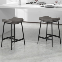 Portland Grey Microfibre Bar Stool Set of 2 - Wilko