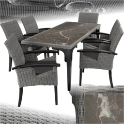 tectake Foggia Rosarno 6 Seater Rattan Garden Dining Set Grey - Wilko - thumbnail 3