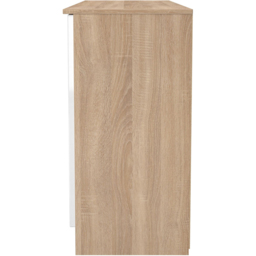 Crowndale Milan 4 Door Single Drawer White Gloss and Bardolino Oak Wide Sideboard Ready Assembled - Size: 79 x 144 x 39cm - White Gloss & Bardolino Oa - thumbnail 4