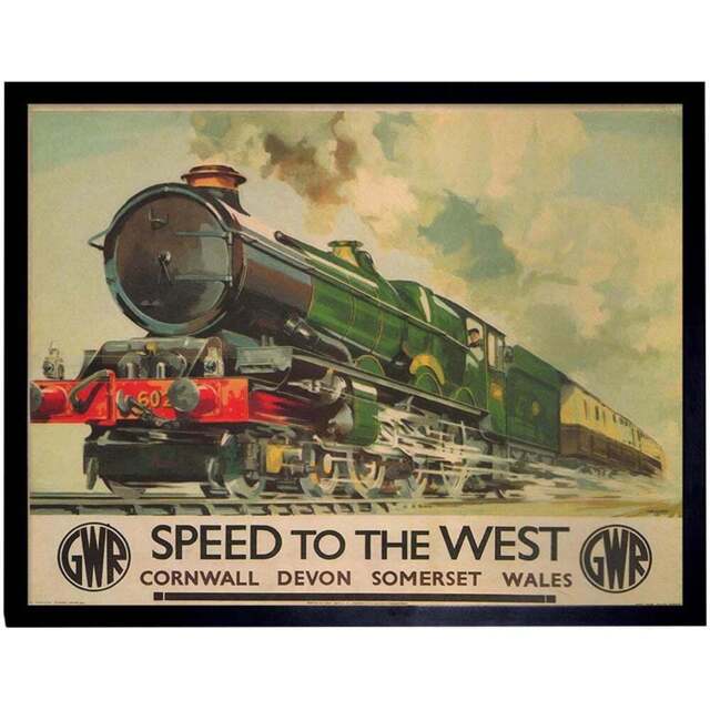 Wee Blue Coo Corn Wales Great Western Railway Steam Engine Train Framed Wall Art Print 30 x 41cm - Size: 43.3 x 33.3 x 1.5cm - Multi - Wilko - image 1