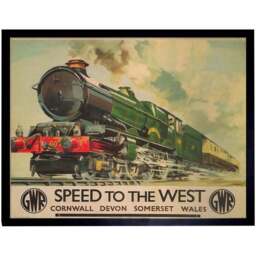 Wee Blue Coo Corn Wales Great Western Railway Steam Engine Train Framed Wall Art Print 30 x 41cm - Size: 43.3 x 33.3 x 1.5cm - Multi - Wilko - thumbnail 1