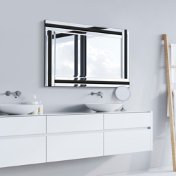 Dalton Triple Edge Black All Glass Mirror 90 x 60cm - MirrorOutlet - Wilko - thumbnail 3