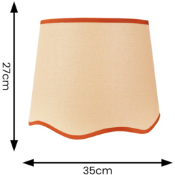 ValueLights Dutton Natural Scallop Edge Large Lamp Shade with Rust Trim - Size: 27 x 35 x 35cm - Cream - Wilko - thumbnail 5