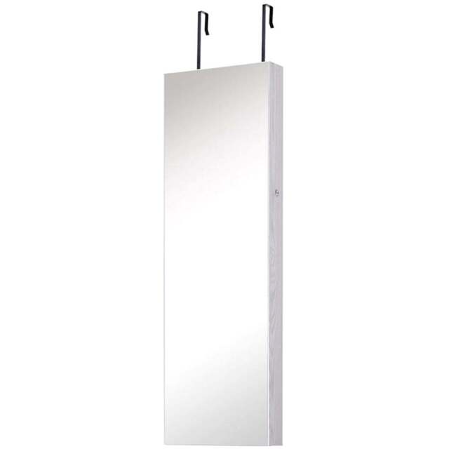 Portland White Mirrored Over The Door Jewellery Storage Cabinet with LEDs - Size: 120 x 37cm - Wilko - image 1