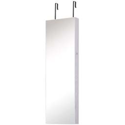 Portland White Mirrored Over The Door Jewellery Storage Cabinet with LEDs - Size: 120 x 37cm - Wilko - thumbnail 1