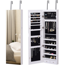 Portland White Mirrored Over The Door Jewellery Storage Cabinet with LEDs - Size: 120 x 37cm - Wilko - thumbnail 4