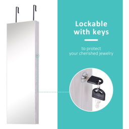 Portland White Mirrored Over The Door Jewellery Storage Cabinet with LEDs - Size: 120 x 37cm - Wilko - thumbnail 7