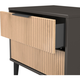 Crowndale Hong Kong 2 Drawer Slatt Effect and Graphite Side Table Ready Assembled - Size: 60 x 58 x 40cm - Slatt Effect & Graphite - Wilko - thumbnail 7