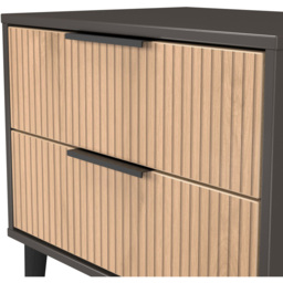 Crowndale Hong Kong 2 Drawer Slatt Effect and Graphite Side Table Ready Assembled - Size: 60 x 58 x 40cm - Slatt Effect & Graphite - Wilko - thumbnail 6