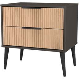 Crowndale Hong Kong 2 Drawer Slatt Effect and Graphite Side Table Ready Assembled - Size: 60 x 58 x 40cm - Slatt Effect & Graphite - Wilko - thumbnail 4