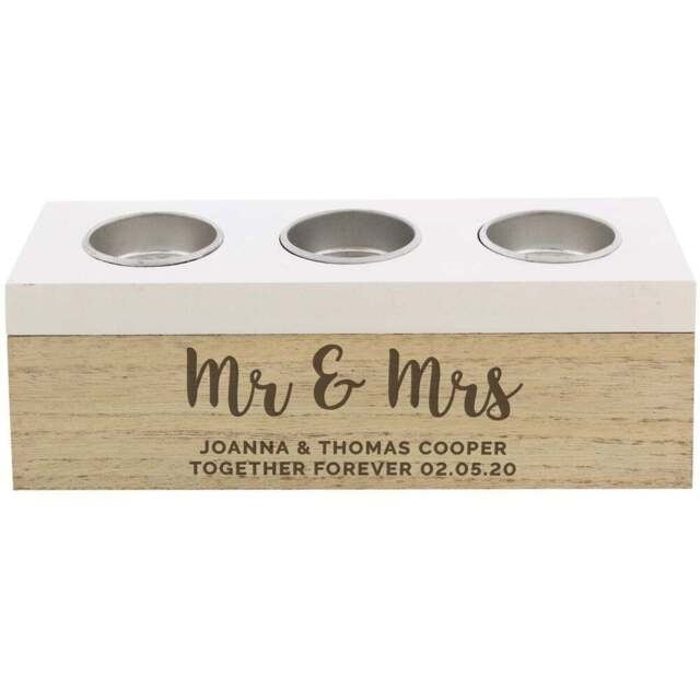 Personalised Memento Personalised Free Text Triple Tea Light Box - Size: 2.0 x 0.7 x 0.6cm - Brown - Wilko - image 1