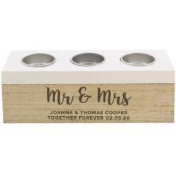 Personalised Memento Personalised Free Text Triple Tea Light Box - Size: 2.0 x 0.7 x 0.6cm - Brown - Wilko