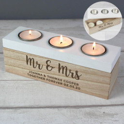 Personalised Memento Personalised Free Text Triple Tea Light Box - Size: 2.0 x 0.7 x 0.6cm - Brown - Wilko - thumbnail 3