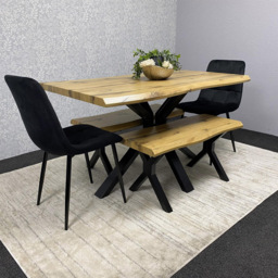 Kosy Koala 4 Seater Wood and Velvet Dining Bench Set Black - Multi - Wilko - thumbnail 6