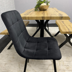 Kosy Koala 4 Seater Wood and Velvet Dining Bench Set Black - Multi - Wilko - thumbnail 3