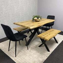 Kosy Koala 4 Seater Wood and Velvet Dining Bench Set Black - Multi - Wilko - thumbnail 1