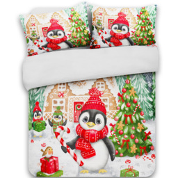 Velosso Double Multicolour Penguin Candy Panel Duvet Set - Wilko - thumbnail 3