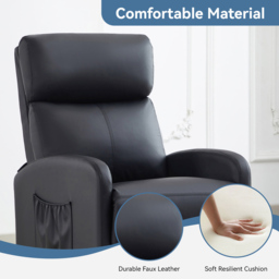 Faux Leather Black Recliner Pushback Adjustable Arm chair - Size: 106 x 68 x 81cm - MCC - Wilko - thumbnail 6