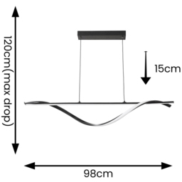 ValueLights Infinity Black Twisted Bar Integrated LED Ceiling Light - Size: 120 x 98 x 15cm - Wilko - thumbnail 7