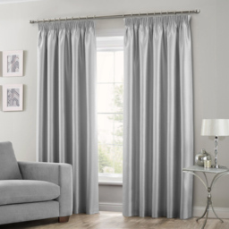 Intimates Faux Silk Silver Curtains 117 x 189cm - Size: W 117 x D 189cm - Wilko