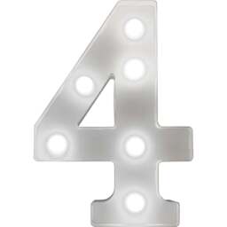 St Helens Battery Operated 3D LED Number 4 Light - Size: 21.8 x 4.3 x 16.5cm - White - Wilko
