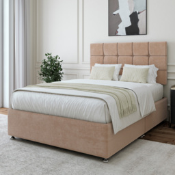 Bedmaster Small Double Mink Naples Velvet Divan Base with Pearl Headboard - Brown - Wilko