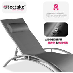 tectake Alina Set of 2 Grey 5 Step Backrest Sun Lounger with Head Cushion - Size: 81.5 x 59 x 180cm - Wilko - thumbnail 6