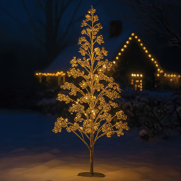 Xmas Haus 1200 Warm White Micro LED Pre-Lit Artificial Christmas Tree with Gold Baubles 7ft - Wilko - thumbnail 4