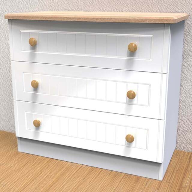 Crowndale Warwick 3 Drawer White Ash and Oak Chest of Drawers - Wilko - image 1