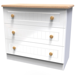 Crowndale Warwick 3 Drawer White Ash and Oak Chest of Drawers - Wilko - thumbnail 5