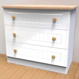 Crowndale Warwick 3 Drawer White Ash and Oak Chest of Drawers - Wilko - thumbnail 1