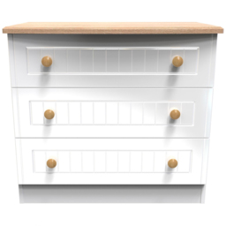 Crowndale Warwick 3 Drawer White Ash and Oak Chest of Drawers - Wilko - thumbnail 3