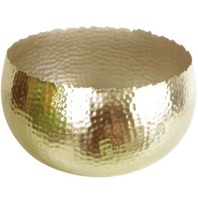 Botanik Gold Metal Curved Edge Hammered Planter 20 x 32cm - Size: 20 x 30 x 30cm - Wilko - image 1