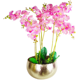 Botanik Gold Metal Curved Edge Hammered Planter 20 x 32cm - Size: 20 x 30 x 30cm - Wilko - thumbnail 3