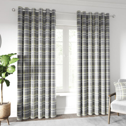 Helena Springfield Harriet Woven Lined Chartreuse and Grey Curtains 168 x 137cm - Size: W 168 x D 137cm - Chartreuse/Grey - Wilko - thumbnail 1