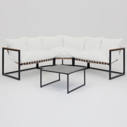 Home Detail Marbella 5 Seater Black Corner Sofa Set with Ivory Cushions - Wilko - thumbnail 3