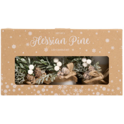 Set of 3 Hessian Pine LED Candles - White - Wilko - thumbnail 4