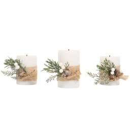 Set of 3 Hessian Pine LED Candles - White - Wilko - thumbnail 3